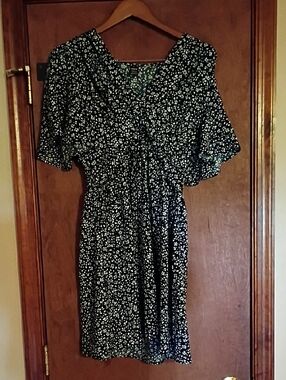 SHEIN Black and White Floral Midi Dress